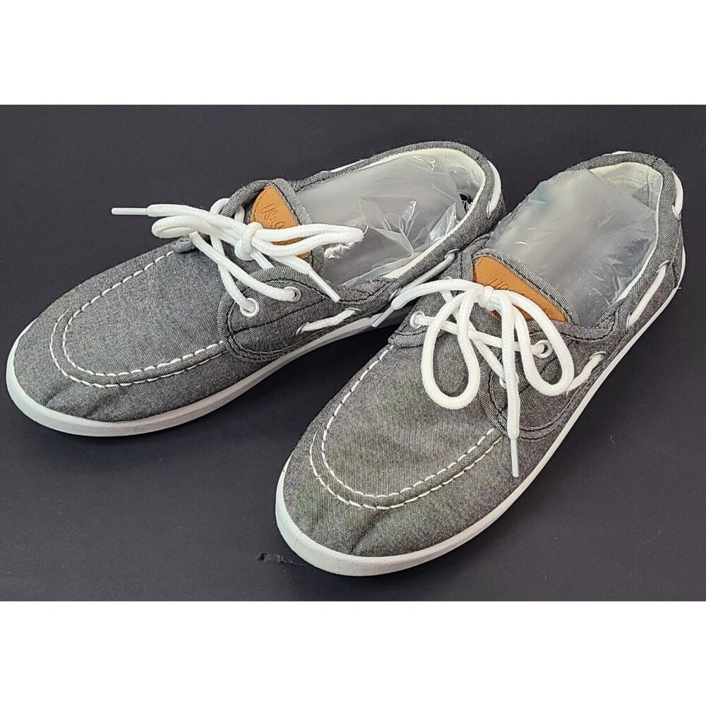 Womans US Sports Chambray Boat Shoe Gray Size 7